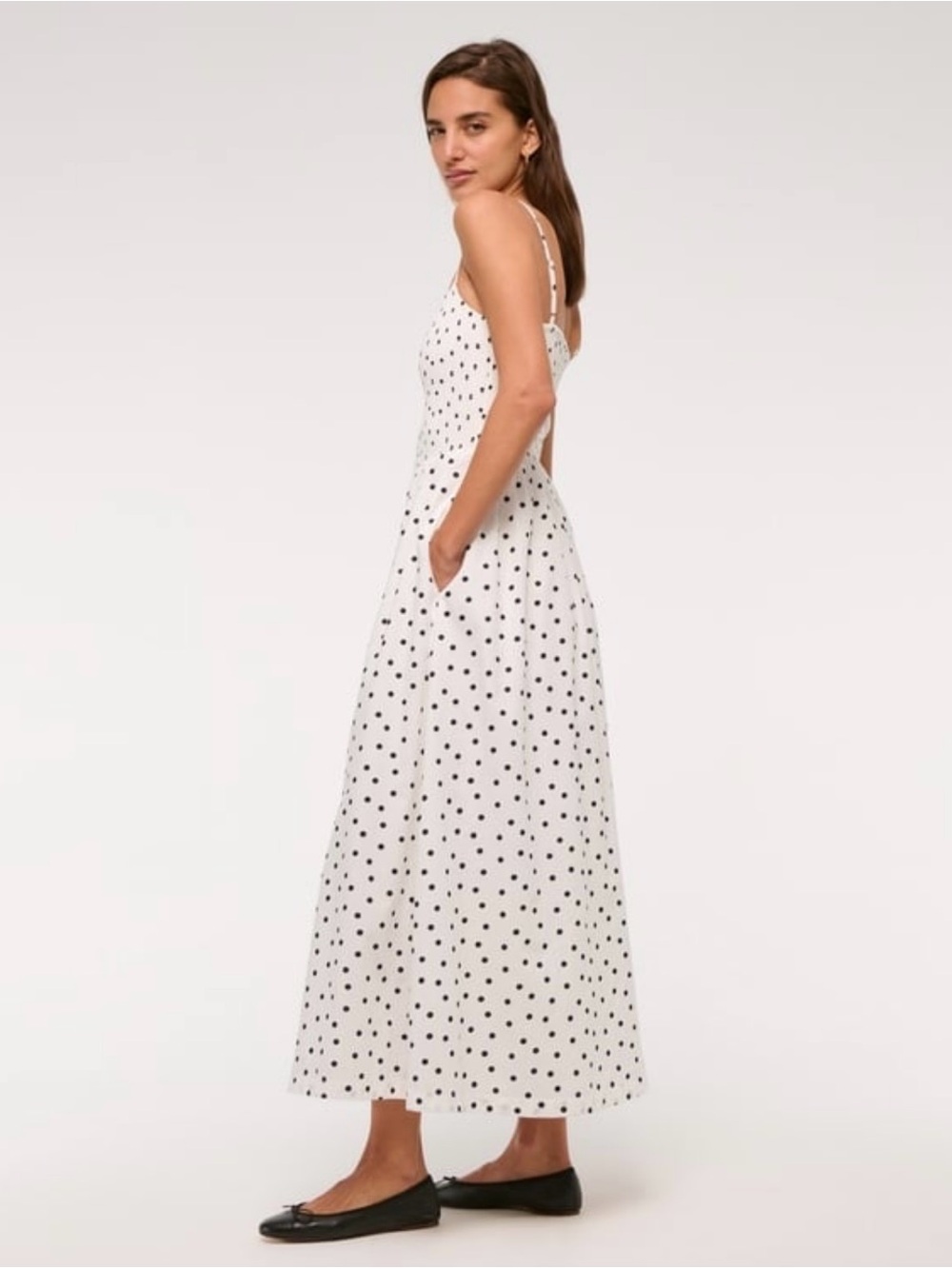NWT Abercrombie & Fitch Sydney Smocked Dipped Waist Midi Dress - Picture 2 of 8